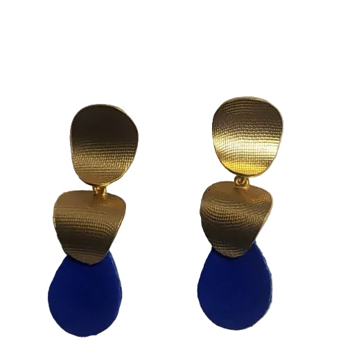 Velvet earings gold and blue