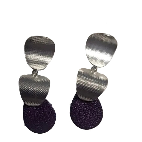 Velvet earings silver and purple