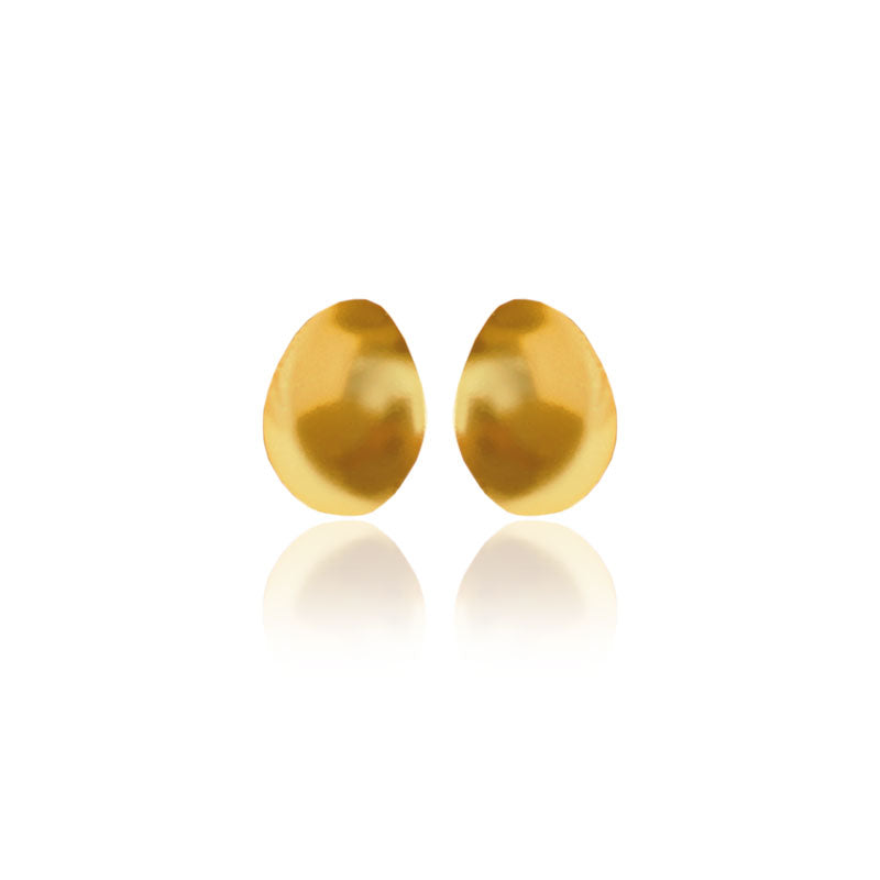 Pair of Andinia golden stud earrings on a white background