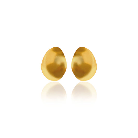 Pair of Andinia golden stud earrings on a white background
