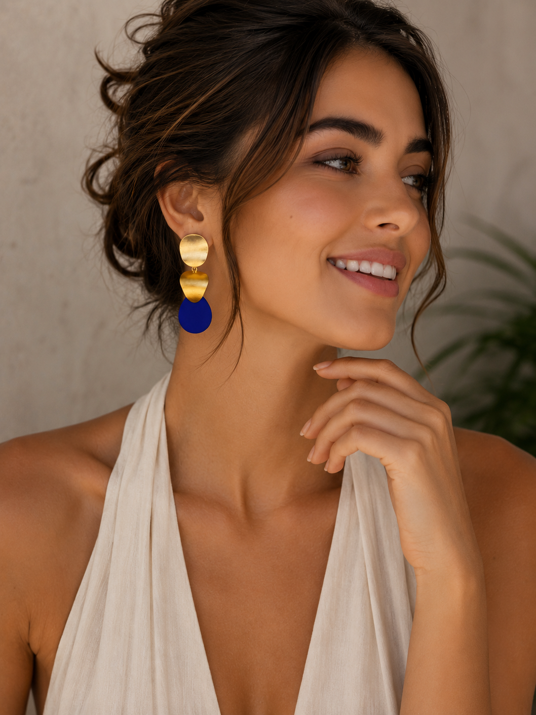 Velvet earrings Gold and Blue