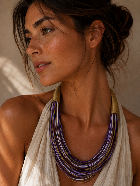 Afrika Necklace in Purple, Yellow & Red