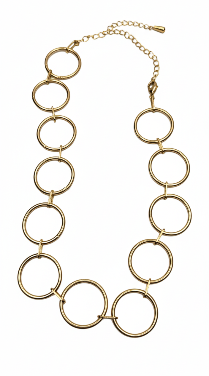 Circle Choker Golden Necklace on a white background
