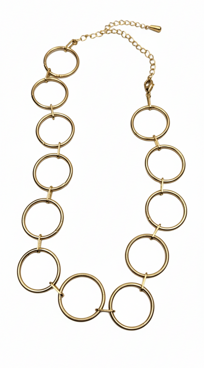 Circle Choker Golden Necklace on a white background