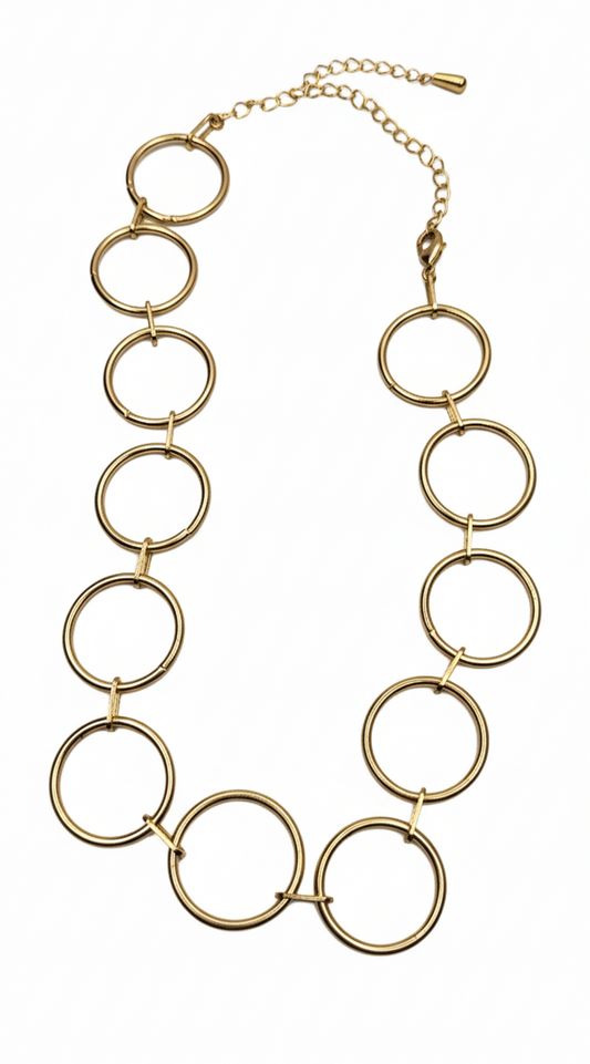 Circle Choker Golden Necklace on a white background