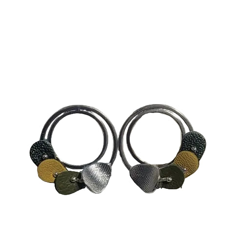 Inca Silver Earrings - Green and Yellow