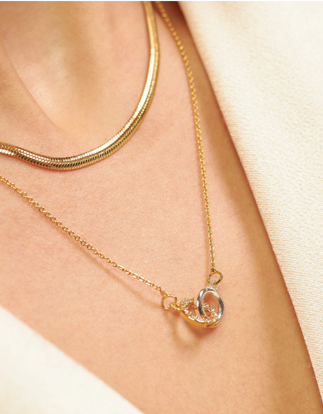 Infinity 2 Golden Necklaces + Bow Stud Earrings Set