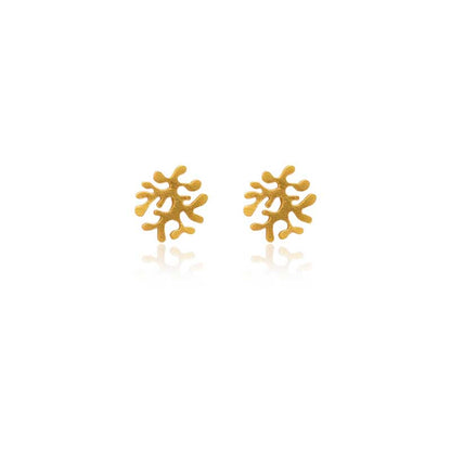 A pair of golden earrings in a coral reef-inspired design
