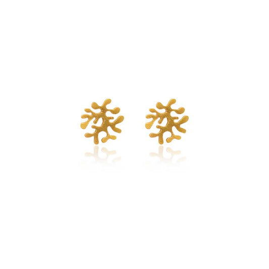 A pair of golden earrings in a coral reef-inspired design