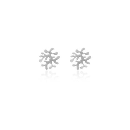 Silver coral earrings on a white background