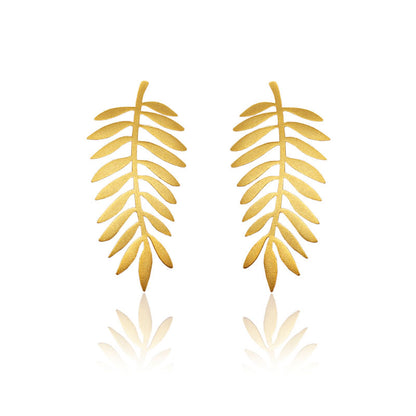 Palm Golden Earrings on a white background