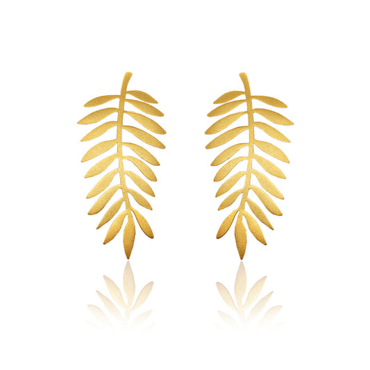 Palm Golden Earrings on a white background