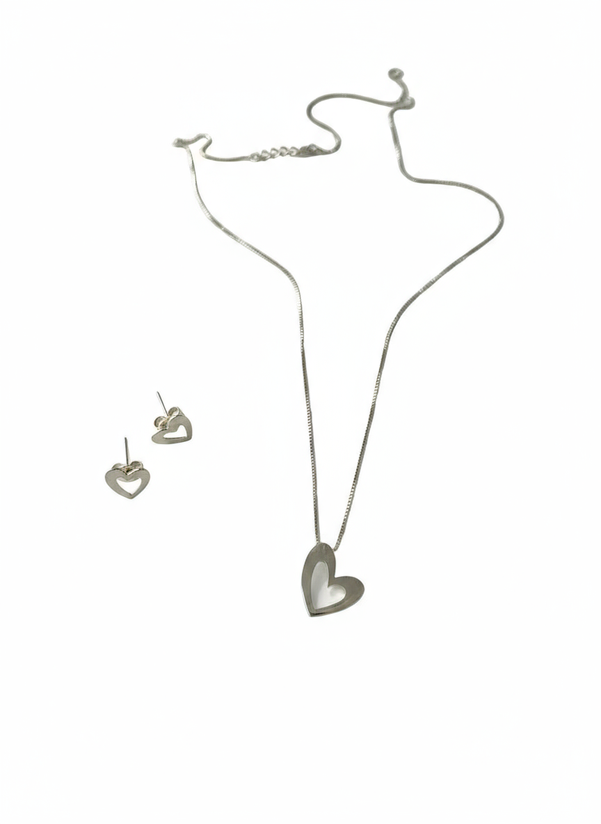 Infinity Silver Necklace & Earrings Set