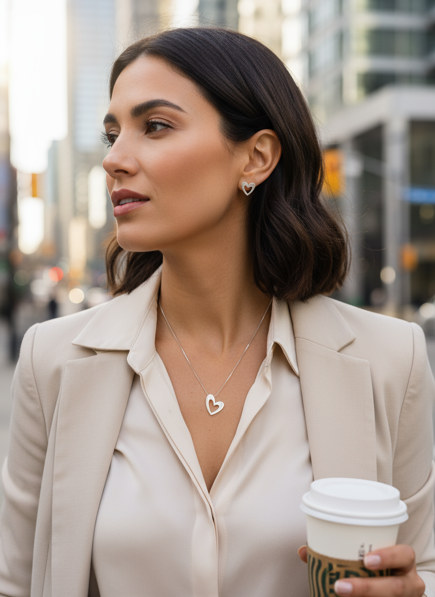 Infinity Silver Necklace & Earrings Set