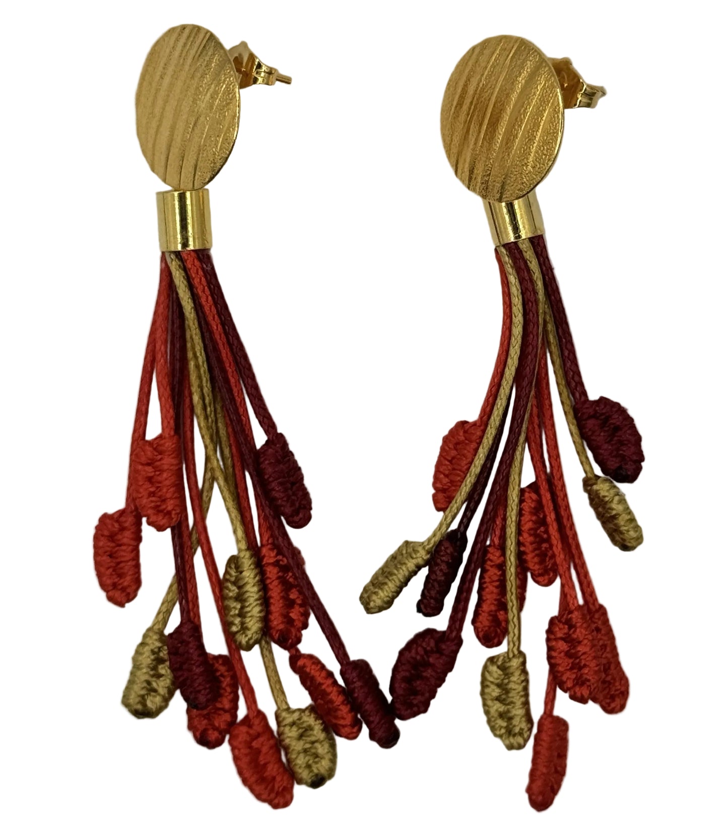 Drops earrings red and beige