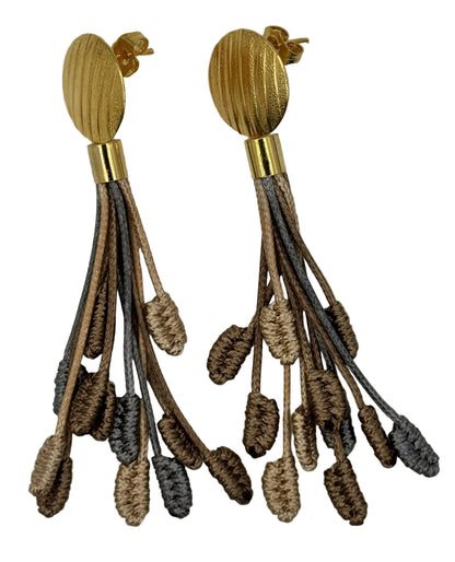 Drops Earrings in Grey & Beige